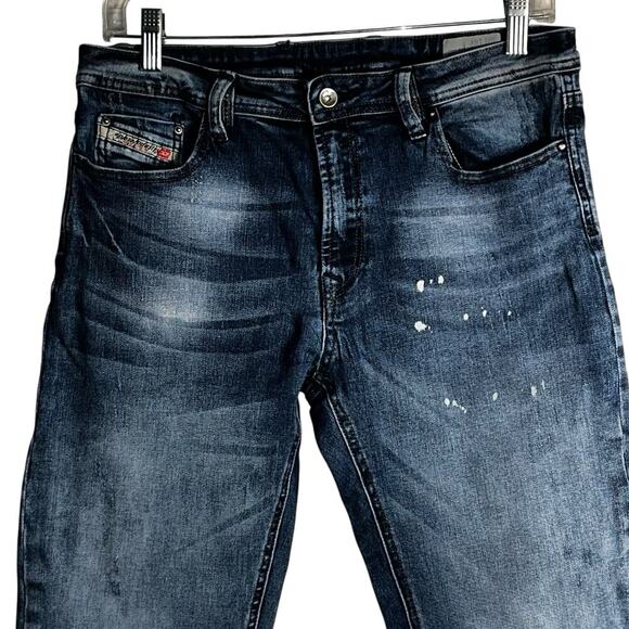 Diesel Kid Waykee-J US Jeans 16Y Regular Straight Blue Distressed Paint Splatter - Picture 2 of 10